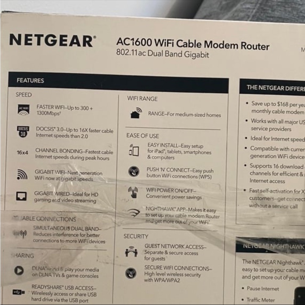 NETGEAR AC1600 R6250 WiFi Cable Modem Router AC Dual Band - Picture 4 of 4
